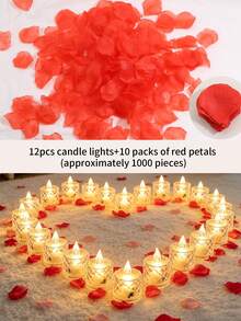 24pcs LED Electronic Candle Lights With Petal Rose Tea Wax, Transparent Crystal Night Light, Christmas Proposal Atmosphere Light, Flameless LED Electronic Candle Night Light For Valentine's Day Date, Party, Home, Wedding Decoration - Candle Lamp - View 13