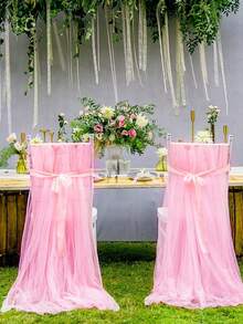 2pcs-Pink Tulle Backdrop Curtains For Party Wedding Chiffon Sheer Backdrop Curtains For Shower Birthday Photo Booth Background Decor - Pink - View 8