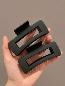 1/2/4Pcs Black Square Frosted Claw Clips, Premium Hair Claw Hair Accessories For Women's Back Of Head - Black - View 8
