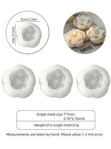 1个3D浪漫花朵硅胶模具，适用于蜡烛、肥皂和树脂工艺品 - 粉色花朵设计，非常适合制作手工香薰蜡烛、石膏装饰品和礼品，是家居装饰的理想之选，硅胶蜡烛模具 - 白色 - 查看 9