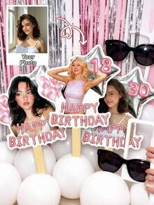 1/5/10/20件客製化大號鏤空手持扇,可上傳照片趣味臉孔扇子道具,生日派對裝飾,婚禮接待、新娘婚前派對、單身女郎派對、畢業慶祝、拍照亭道具,輕便派對配件 - 彩色 - 查看 3