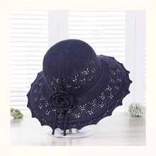 1pc Elegant Women's Floral Crochet Decor Straw Bucket Hat - Breathable, Sun Protection, Multi-Functional Summer Beach Hat, Beach Essential - Multicolor - View 14