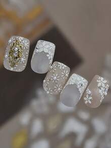 1pc Exquisite 5D 3D Nail Stickers, Popular DIY Nail Art Stickers With Lace Bow Design, Nail Decoration Stickers - Multicolor - View 2