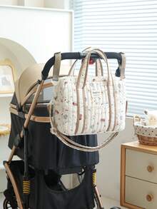 1pc Multi-Functional Large Capacity Quilted Mommy Bag With Stroller Hooks - Multicolor - View 4