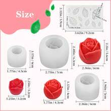 4pcs Rose Candle Mold Set, Includes Leaf-Shaped Mold, Large, Medium, Small 3D Rose Flower Silicone Mold, Suitable For Candle Making, Epoxy Resin Casting, Handmade Soap, Clay, Plaster, Home Decor And Mother's Day Gift - Flower - View 10