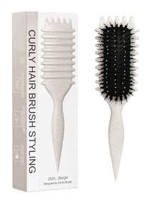 2035-brushes 捲髮梳髮造型梳，抗靜電尼龍刷毛，適合捲髮，撫平並定義自然捲度，減少毛躁與分叉，男女適用 - 彩色 - 查看 2