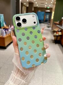 KOOLIFE 1件裝奢華可愛彩色波點冰川紋理軟手機殼，適用於 iPhone 18 Pro/18 Pro Max/17 Pro Max/17 Pro/17/16 Pro Max/16 Pro/16/15 Pro Max/15 Pro... - 深綠底金波點 - 查看 3