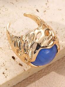 NAIZHU 1/4pcs Luxury Vintage Old Money Style Resin & Metal Rings For Women, Daily Wear, Date, Party Accessory - Multicolor - View 9