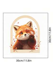 1pc Arch Frame Winking Red Panda Paw Wall Sticker, Cute Fluffy Mini Panda Autumn Branch Peel And Stick Removable Vinyl Wall Decal For Entryway, Hallway, Bedroom, Nursery, Cozy Cartoon Animal Wall Art Decor - Arched Frame Winking Red Panda - View 3