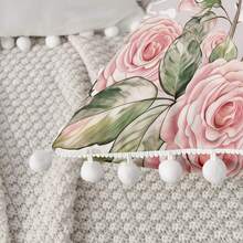 1 Stück weiches rosa Rosen-Kissenbezug, doppelseitig bedruckte Polyesterfaser, geeignet für verschiedene Szenen Dekoration Kissenbezüge. Kissenbezug ohne Kissenkern, Wohnzimmer Kissenbezug, geeignet für alle Jahreszeiten, Feiertagsgeschenk, Freund, Party - Mehrfarbig-Kugelrand - Übersicht 7