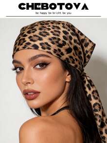 1 buah Jilbab Motif Leopard, Jilbab Multifungsi Retro Y2K, Aksesori Rambut Modis Cocok untuk Gaya Jalanan dan Pemakaian Sehari-hari - cetakan macan tutul - View 2