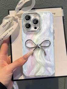 高級漸層狐狸尾 Nice Day 3D 蝴蝶結手機殼，適用 Apple 17 Pro Max、新款 15 Pro/14 Plus/13、11，女性用 15 Pro 全包覆鏡頭附膜 12/11 防震保護殼 - 彩色 - 查看 3