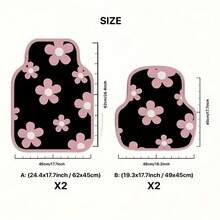 4pcs Floral Pattern Car Floor Mats, Suitable For Front And Rear Seats Of Sedans, Universal Fit, SUV Models, Interior Decoration, Protect Car Floor - A - View 5