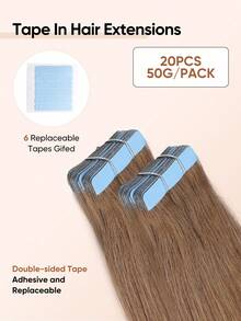 Jessie's Wig 20片/包 50g 膠片式接髮 真人髮絲 絲滑直髮 自然黑 膠片接髮 自然外觀 高品質 8# - S8 - 查看 4