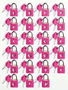 Mini Anti-Theft Lock Key Set With 2D Flat Letter A-Z, Portable Bright Anti-Theft Lock, Heavy Duty Key, Secure Luggage Lock, Key Safety Lock, Indoor/Outdoor Bicycle Helmet Cabinet Door Lock, Home Security, Travel - Multicolor - View 7