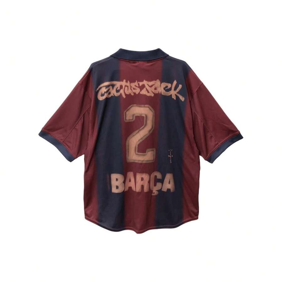 Travis Scott X Nike Barcelona SS25 Retro Football Jersey With Chest Crest Unisex