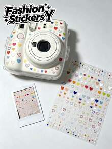1pc Macaron Colorful Heart & Polka Dot Stickers, INS Style Minimalist Decorative Stickers For Instax Camera, Water Bottle, Phone, Tablet, Laptop, Multi-Color Heart And Polka Dot Elements, Fresh & Energetic Style, Versatile Minimalist Atmosphere Decorative Stickers - Macaron-colored Heart Polka Dots - View 1