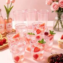Glass-Like Soft Rose Color Beverage Cup, Suitable For Layered Berry Fruit Desserts, Sparkling Cocktails, Wedding Brunch, Adult Gatherings, Etc. - View 3