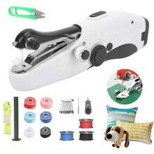 Máquina De Coser Portátil, Máquina De Coser Eléctrica Multifuncional, Mini Máquina De Coser De Mano Eléctrica De Doble Aguja, Para Reparaciones Rápidas Y Costura DIY, Apta Para Uso Doméstico Y Viajes - Blanco - Ver 1