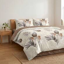 Beige Microfiber Duvet Cover Set, 3 Piece Bedding Set With Pillowcases, 100% Polyester - Size 180X200CM Options - Beige - View 2
