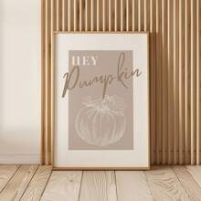 1件無框 Hey Pumpkin 中性秋季帆布海報，可愛萬聖節牆面藝術裝飾，適用臥室、客廳、宿舍必需品，復古趣味印花，開學季大學房間裝飾 - 中性南瓜 - 查看 1