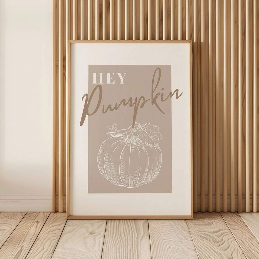 1件無框 Hey Pumpkin 中性秋季帆布海報,可愛萬聖節牆面藝術裝飾,適用臥室、客廳、宿舍必需品,復古趣味印花,開學季大學房間裝飾 - 中性南瓜 - 查看 1