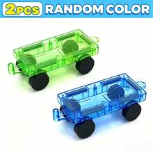 磁力車套裝－磁力車底盤，適用於磁力玩具 STEM 積木玩具配件，可與磁力積木相容，耐用輪子，適合 3 歲以上男孩女孩的創意遊戲教育玩具（隨機顏色） - 彩色 - 查看 13