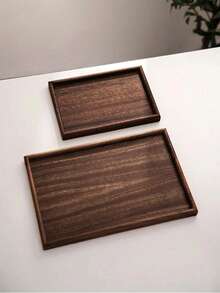 1pc Brown Wooden Rectangular Tray, Home Dessert Plate, Hotel Restaurant Coffee Plate, Tea Tray, Rectangular Decorative Tray, Suitable For Home Decor, Kitchen Dining Table, Candle Holder, Suitable For Fruit, Sushi, Steak, Bread, Snacks Wooden Display Tray - Brown - View 9
