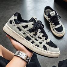 Men's Youth Minimalist Niche Design Burgundy Skate Shoes, Versatile Casual Sports Shoes, Thick Sole Bread Shoes, Outdoor Sports Skateboard Shoes, Casual Shoes - Black - View 4
