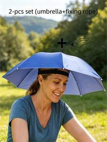 Hands-Free Wearable Umbrella Hat With Fixing Rope, Multi-Functional Elastic Headband Design, Foldable And Portable Sun Shade Hat For Fishing, Gardening, Hiking, Daily Outings, Outdoor Travel, Beach Foraging, Hands-Free Sun Protection - Multicolor - View 10