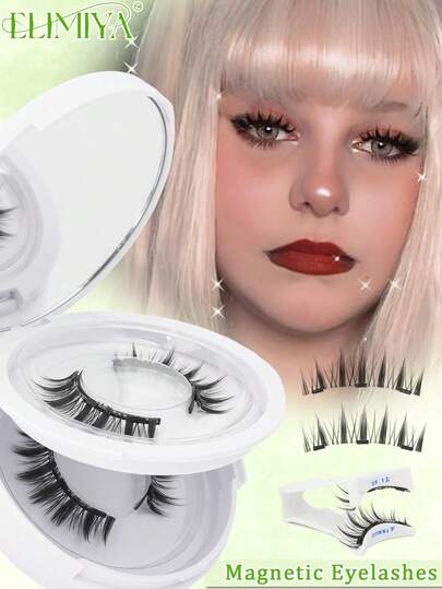 2 Pairs Anime Eye Magnetic Eyelashes With Applicator Reusable Magnetic Lashes Kit Waterproof No Glue Needed False Eyelashes,Easy To Wear And Save Time