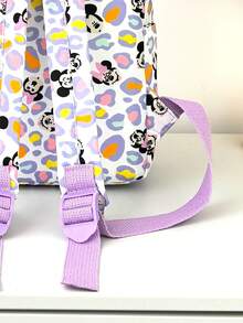 Disney 1pc Minnie Mouse Patch Mini Backpack, Colorful Leopard Print School Daypack, Multi-Pocket Casual Rucksack, Suitable For Girls/Students/Teenagers/Young People/Fans, Perfect For Back To School/Daily Outings/Shopping - Multicolor - View 11
