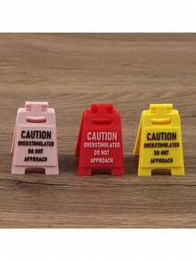 1pc Desktop Ornament, Cute Desktop Sign Gift For Boyfriend/Girlfriend, Warning: Do Not Approach Desktop Due To Excessive Excitement, Room Decor Home Decor Decoration Miniature Item - Color Style Randomized - View 1