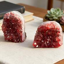 Stonehaven 1pc Natural Amethyst Crystal Cluster Miniature Decor, Electroplated Burgundy Craft. Healing Crystal Energy Ornament. Good Luck, Wealth, Mysterious Energy - Multicolor - View 8
