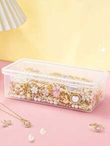 1pc Transparent Jewelry Box, Ring Necklace Box, Lipstick Cosmetic Storage Box, Stationery Box, Desktop Storage Box, Display Box, Glasses Box, Transparent Plastic Box, Desktop Cosmetic Jewelry Storage Box, Multi-Functional Compartment Small Box, Back To School Gift Box Storage - Clear - View 7