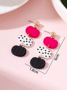 1 Pair Halloween Colorful Pumpkin Enamel Faux Soft Clay Texture Design Women's Fashion Jewelry Earrings, Perfect Gift For Holiday Parties - Hot Pink - View 4