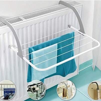 Foldable Drying Rack, No-Drill Window Sill Universal Clothes Drying Rack, Home Towel & Clothing Storage Rack, Balcony & Bathroom Multi-Function Space-Saving Hanging Rack, Anti-Slip Heavy-Duty Indoor Drying & Hanging Practical Tool