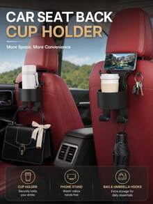 2/1pc Car Seat Back Organizer Tray, Headrest Storage Holder With Cup Holder, Phone Stand & Hooks For Back Seat Travel - Multicolor - View 9
