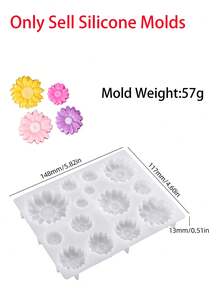 3D Flower Keychain Silicone Mold, DIY Creative Flower UV Epoxy Resin Casting Mold, Candle Mold, Gift For Women, Friend Gift, Home Decor - White - View 2