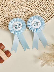 2pcs/1pc Baby Baptism Brooch "Mom-To-Be/Dad-To-Be" Medal, Commemorative Gift For Expectant Parents, Baby Baptism Home Decor Gift - Multicolor - View 3