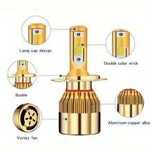 2pcs Dual Color Yellow And White Car LED Headlights H1 H7 H11 H4 High And Low Beam Integrated LED Light Beam - C6 - View 4