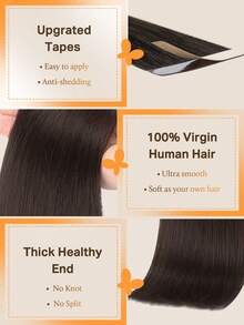 DOORES 50g 20pcs Ekstensi Rambut Film 100% Rambut Manusia Remy Cokelat Muda Tahan Panas Dapat Dicelup Ikatan Film Tanpa Sambungan Rambut Lurus Weft Menambah Volume dan Panjang - S2A - View 5