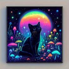 DIY Handmade 5D Diamond Painting Kit, Multiple Sizes Available < Neon Night Cat > Diamond Painting Tool Set, Suitable For Adults And Beginners, Frameless Round Diamond Painting Artwork - round diamond - View 4
