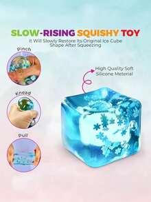1 pieza Pelota antiestrés cubo de hielo con copos de nieve en el interior para relajarte y estar tranquilo, premios para el aula, calma a niños y adultos, juguete sensorial de goma de rebote lento - Regalo de Halloween/Navidad, Taba Squisy, juguetes para rellenar bolsas de fiesta, las bolsas de embalaje son aleatorias - Multicolor - Ver 4