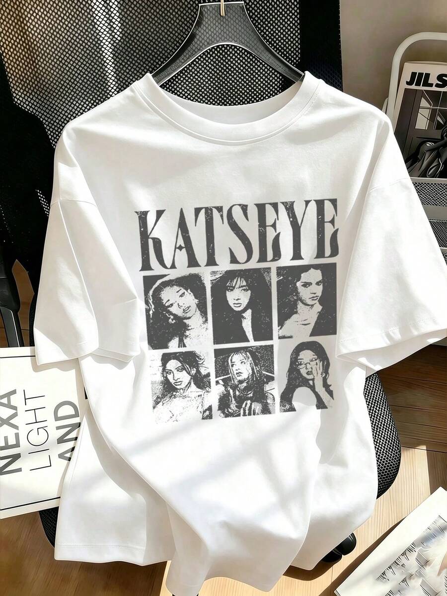 Tween Girl 1pc Printed Short Sleeve Pullover T-Shirt, Student Young Children's Clothing, Summer Gift For Tween Girl - White - View 1