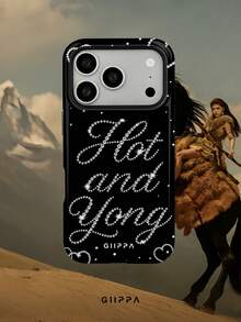GIIPPA 1pc Black Background With English Slogan And Heart Pattern Design, Phone 17 Pro Max Phone Case, Compatible With Phone 16 Pro Max, 15 Pro Max, 14 Pro Max, Korean Style High-End Fashion Fun Phone Case, Compatible With 11/12/13/14/15/16 Pro Max Plus, Elegant Design Suitable For Men And Women, Perfect Gift For Girlfriend On Christmas, Valentine's Day, Easter, Wedding Season And Birthday! - Multicolor - View 8