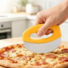 1pc Stainless Steel Pizza Slicer With Lid And Guard - Multi-Functional Vegetable Salad Chopper, Multi-Functional Baking Tool - Multicolor - View 2