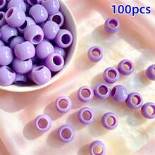 100pcs 10x12mm Acrylic Smooth Large Hole Beads, Random Mixed Color Beads For Jewelry Making, DIY Bracelets, Necklaces, Bag Charms, Handmade Crafts, Meet Your Design Needs - Multicolor - View 18
