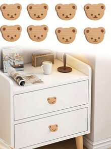 1/3/8pcs Bohemian Style Vanity Drawer Pulls, Cute Beech Wood Animal Drawer Handles, Suitable For Cabinet Furniture Decor, Includes Installation Screws - Wood Color - View 3