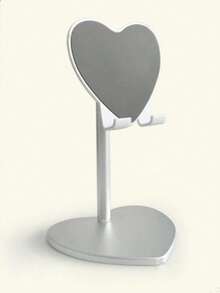 2026 New Model: Heart-Shaped Metal Desktop Stand ABS | Aluminum Alloy Portable Phone Tablet Holder | 360° Rotatable Adjustable Angle | Suitable For Desk, Bedside Table Or Car | Fashionable Cute Practical, Essential For Slouchy People, Hands-Free Easy Use | Popular Desktop Decor, Make Daily Life More Convenient And Interesting - Silver - View 3
